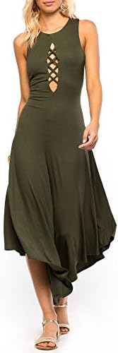 AK Women's Sexy Casual Bust Cut Out Backless Sleeveless Long Wide Leg Jumpsuits ArmyGreen M