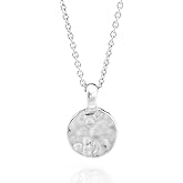 Sterling Silver Tiny Hammered Disc Charm Necklace,18"