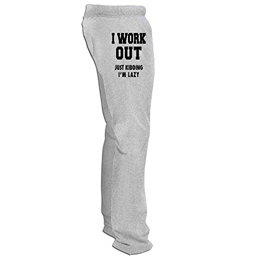 Yesher Fashion Men's I Work Out Just Kidding I'm Lazy Training Pants - Ash Size M