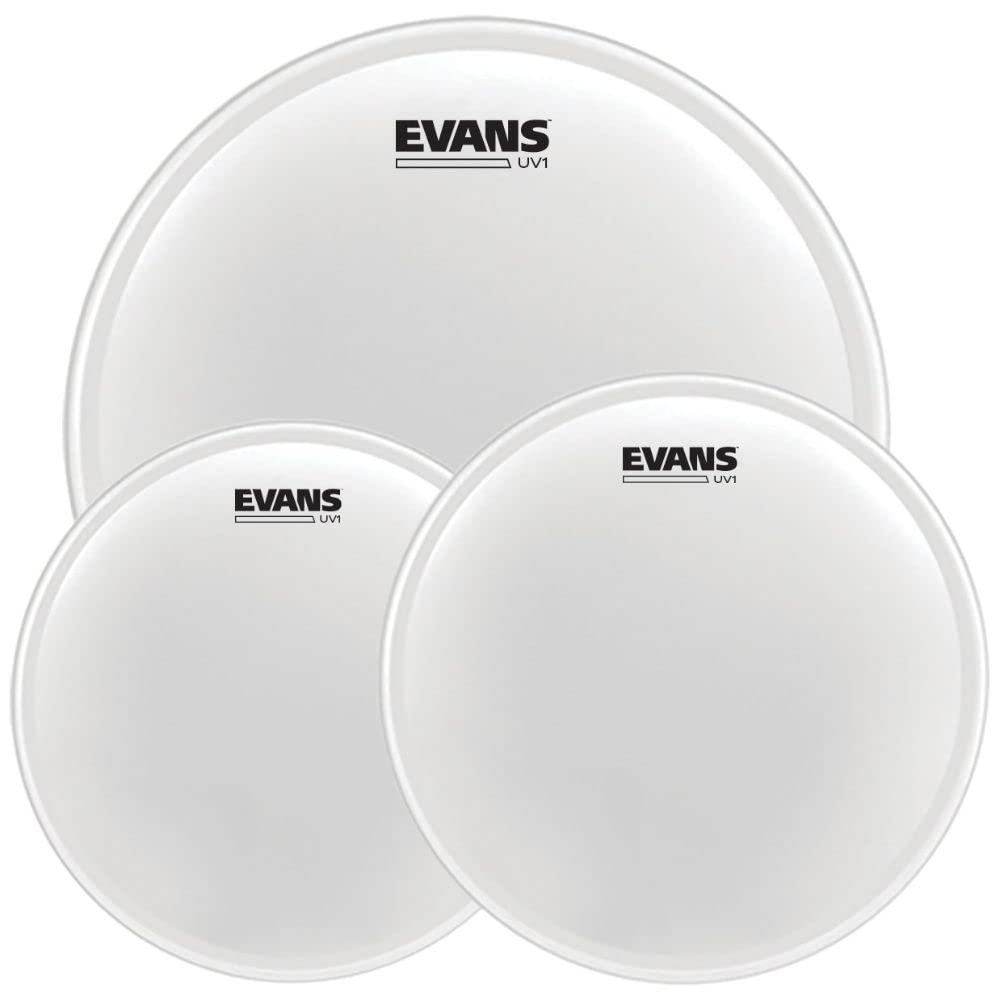 Evans Drum Heads - UV1 Coated Fusion Tom Pack (10, 12, 14 Inch) with 14 Inch UV1 Coated Snare Batter