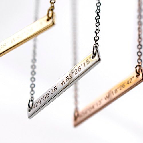Absolute rate Coordinate bar necklace - Personalized gift Dainty Bar Diamond Engraving Necklace Wedding Graduation Birthday Best Graduation Day gift