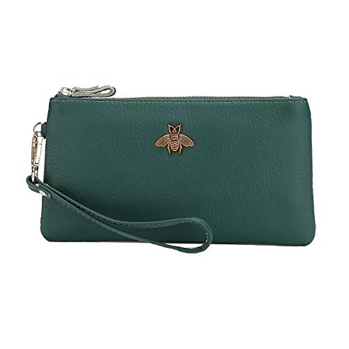 imeetu Clutch Handbag, Genuine Leather Wristlet Wallet Purse with Wrist Strap