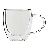 Bistro Mug with Handle from JavaFly, Double Walled Thermo Glass Cup, Set of 2 - 4oz