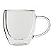 Bistro Mug with Handle from JavaFly, Double Walled Thermo Glass Cup, Set of 2 - 4oz
