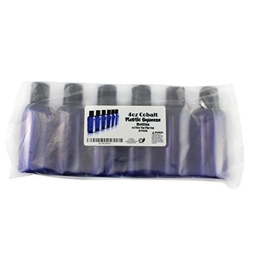 4oz Cobalt Blue Plastic Squeeze Bottles with Disc Top Flip Cap, BPA