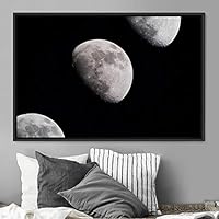 Framed Canvas Wall Art Moon Phase Aerial Astronomy & Space Expressive Global Moon Multicolor Photography Realism Warm - 16x24 inches