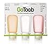 humangear GoToob Refillable Silicone Travel Size Bottles with Locking Cap for Women, 3pk Set, Clear/Orange/Red, Large (3oz)