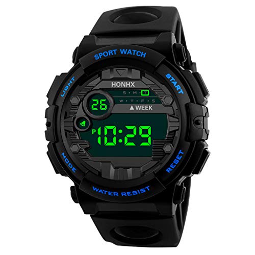 Men's Digital Sport Watch Electronic LED Fashion Waterproof Outdoor Casual Wrist Watch (Blue) - Thumbnail 6