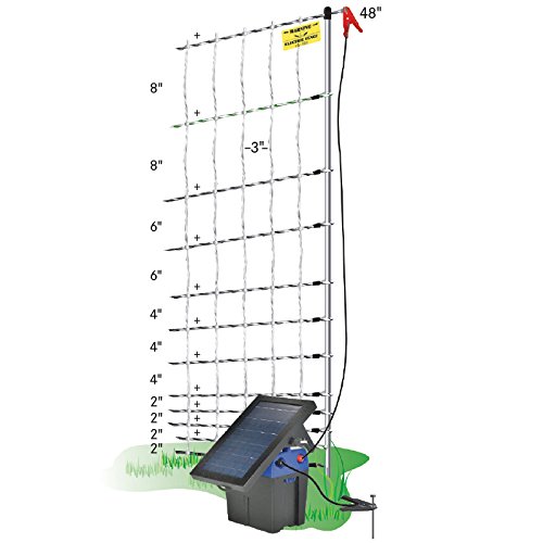 Premier 48" PoultryNet Plus Starter Kit - Includes White PoultryNet Plus Net Fence - 48" H x 100' L, Double Spiked, Solar IntelliShock 60 Fence Energizer, FiberTuff Support Posts & Fence Tester