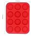 BakeWarePlus 12 Cups Silicone Muffin Cupcake Pan Baking Mold Red Non-stick Reusable and Heat Resistant