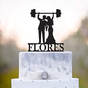 Gym cake topper,weightlifting topper,funny gym cake topper,Personalized