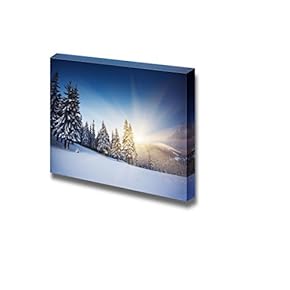 Canvas Prints Wall Art - Majestic View After Snow at Sunset in The Winter Mountains | Modern Wall Decor/Home Decoration Stretched Gallery Canvas Wrap Giclee Print & Ready to Hang - 12" x 18"
