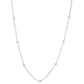 KOKAV 14K Gold Natural Diamond 1/6 Ct, H I Color Station Pendant Necklace