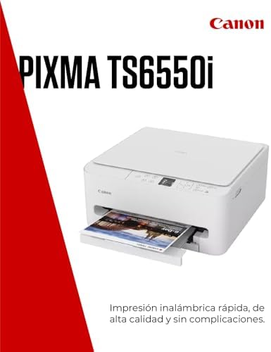 PIXMA TS6550I - Impresora Todo en Uno con Conectividad Wi-Fi y Pantalla OLED de 1,42” | Inalámbrica para una Impresión Fácil Desde Tu Smartphone PIXMA Print Plan