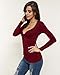 ZANZEA Sexy Low Cut Shirt V Neck Slim Tops Ruched Wrap Blouses for Women Wine Red US 12
