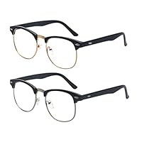 Outray 2 Pack Reading Glasses Vintage Retro Horn Rimmed Half Frame Style for Men and Women 2.50