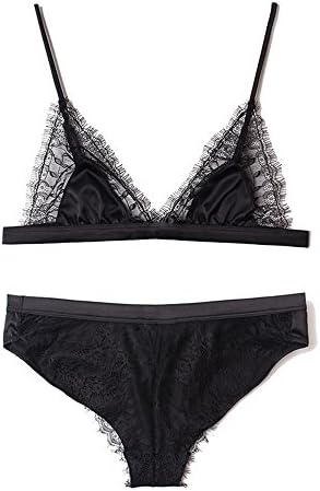 MY AGLAIA Unlined Wireless Triangle Bra Pantie Longline Bralette Set for Women