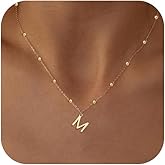 KISSCLOUD Initial Necklaces for Women 14K Gold Silver Dainty Letter Charm Necklace Personalized Name Pendant Bead Chain Necklace Non Tarnish Trendy Jewelry Gift