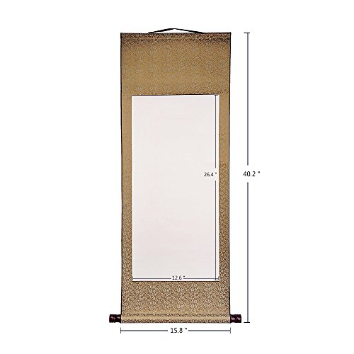JZ001 Hmayart Kakejiku Blank Mounting Hanging Scroll Chinese Rice Xuan Paper Art Wall Scrolls for Sumie and Calligraphy (40 Inch) (JZ001_li se USA)