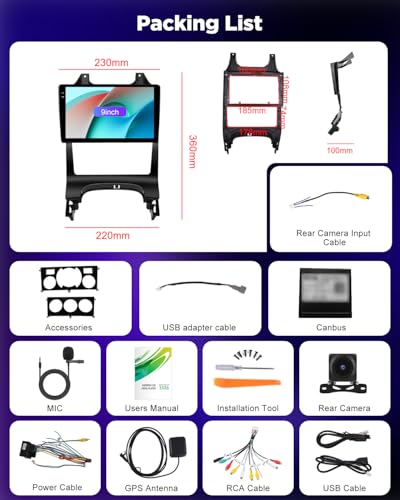 NHOPEEW 4+128G Android Car Radio for Peugeot 3008 2009-2015 with Wireless Carplay and Android Auto – 9 Inch Screen Supports WiFi GPS Steering Wheel Controls + Rear View Camera, Canbus