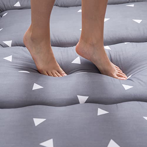 Grey Triangle Japanese Floor Futon Mattress, Tatami Floor Mat Portable