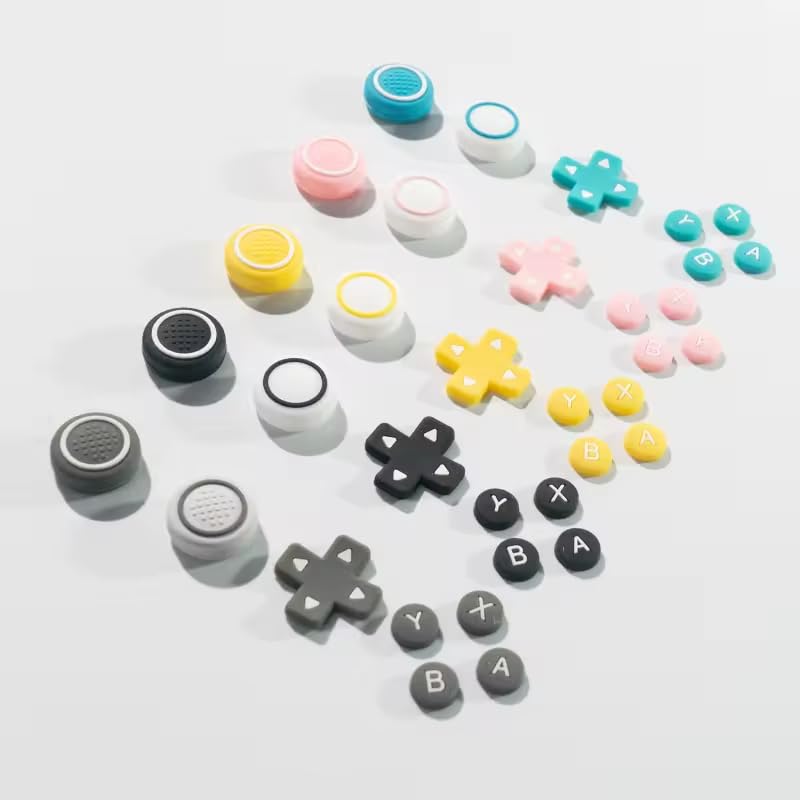 Silicone Thumb Grip Replacement for Nintendo Switch Lite D-Pad ABXY Button Sticker Cross Thumb Grips Sets (for Lite Yellow)