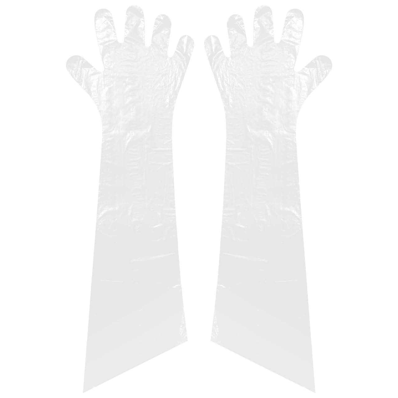 Healifty Disposable Soft Plastic Film Gloves Transparent Long Arm Veterinary Examination Artificial Insemination Glove 50PCS (White)