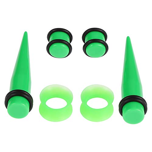 50 Pieces Ear Stretching Kit 14G-00G by JieyueJewelry - Acrylic Tapers and Plugs + Silicone Tunnels - Ear Gauges Expander Set Body Piercing Jewelry (Grass Green) - Thumbnail 3