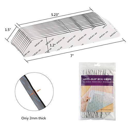 12Pcs Traceless Reusable Carpet Anti-Slip Sticker Rug Grippers Mat Pads Tape Rug Sticker with Strong Sticky for Office Kitchen Bathroom