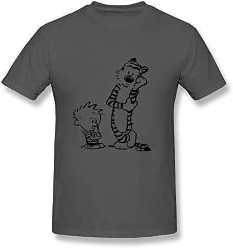 Zeesaa Men's DeepHeather Generic Cotton Tiger Calvin and Hobbes T-Shirt