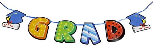 Graduation Party Banner - Congratulations Grad Party Decorations - Multicolored Letters, 60 Inches