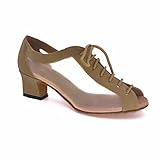 Misu Women's Peep toe Sandals Latin Salsa Tango Practice Ballroom Dance Shoes with 1.8
