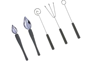 Garneck Stainless Steel Chocolate Dipping Forks and Sauce Drawing Spoons Set for Cake Decoration