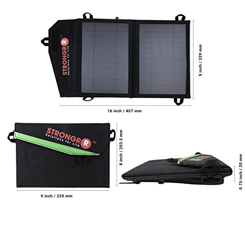 LB1 High Performance 7W Foldable Solar Charger w/ High Efficient Monocrystalline Panels Dual USB Port - 1 Ultra Fast USB Charging (2.1A) for Mp3 players, PDAs, eBooks, GPS - Thumbnail 6