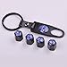 Set of 4 Car Tire Valve Stem Air Caps Cover + Keychain For Subaru Blue