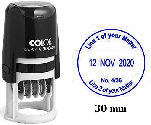 Self Inking COLOP R30 Round Custom Rubber Stamp with Date Personalized Office Stamper - Dater Stamp - Blue Ink - Thumbnail 3