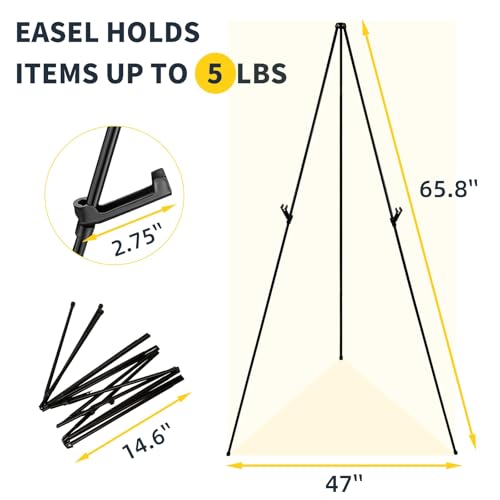 LBOYLOVE® 2 Pcs Easel Stand for Display, 65 Inch Adjustable Metal Easels for Display Wedding Sign & Poster, Portable Folding Easel for Wedding, Display Show, Arts, Poster with Portable Bags (Black)