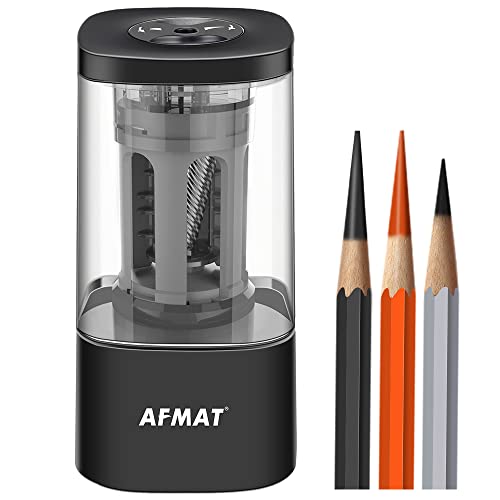 AFMAT Long Point Pencil Sharpener, Auto Stop & Fast Sharpening, Artist Pencil Sharpener Electric, Charcoal Pencil Sharpener Plug in for 6-8.5mm Drawing/Sketching/Colored Pencils