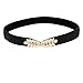 uxcell Women Leaf Shaped Interlocking Buckle 2.5cm Wide Stretch Cinch Belt Black One Size