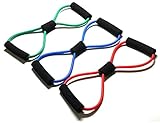 L NOW Light Figure 8 Ultra Toner Resistance Band Exercise Cords for Yoga Workout,Body Building,Home Gym with Heavy Duty Pack of 3