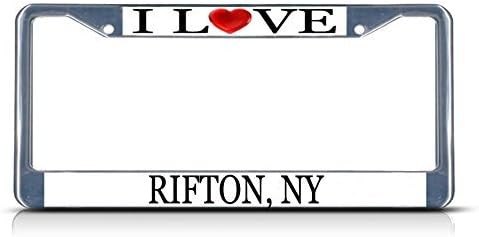 License Plate Frame I Love Heart Rifton, Ny Aluminum Metal License Plate Frame