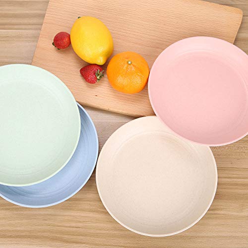LuckyZone 10 Inches Unbreakable Wheat Straw Plates Reusable Plate Set