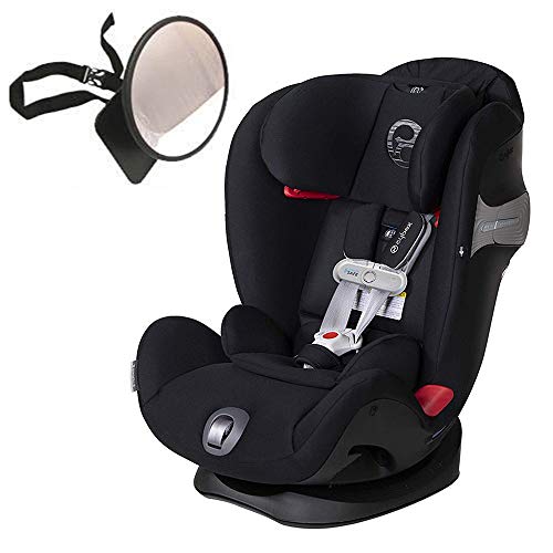 Cybex Eternis S All-in-One Car Seat with SensorSafe, Lavastone Black with Back Seat Mirror Bundle