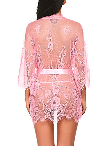 image for Avidlove Women's Plus Size Lingerie Lace Kimono Robe Babydoll Chemise 