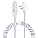 Cordinate, Gray/White, Designer 3 Extension Cord, 2 Prong Power Strip, Extra Long 8 Ft Cable with Flat Plug, Braided Chevron Fabric, Slide-to-Lock Safety Outlets, 39980 primary