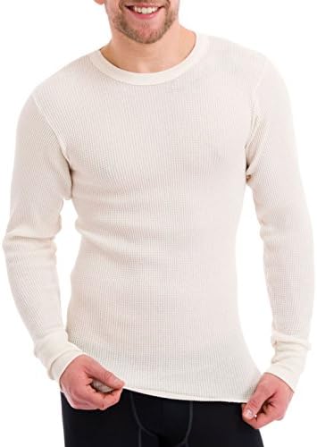 Essential Apparel Men's Old School Waffle Knit Thermal Tops , Natural, Medium