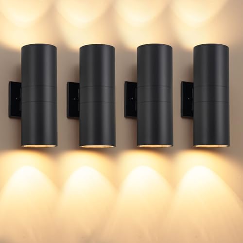 Nigaut Outdoor Lights for House, 4 Pack Exterior Wall Light Fixture, Anti-Rust Aluminum Up and Down Porch Light for Pool Fence, Front Door & Modern Farmhouse, E26 Socket Outdoor Wall Sconce 11.8" | IP65 Waterproof Anti-Rust Aluminum Wall Mount Fixtures for Porch Garden Garage Courtyard, Bulbs Not Included