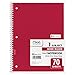 Mead Spiral Notebook, 12 Pack, 1 Subject, Wide Ruled Paper, 7-1/2
