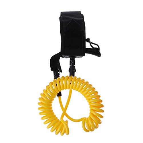 GMSP 10 ft Coiled TPU Surfboard Leash, Paddle Board Accessory Spring Foot Rope Surfing Safety Lifesaving (yellow)