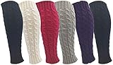 Leg Warmers for Women, 6 Pairs Knee High Cable Knit Warm Thermal Acrylic Winter Sleeve